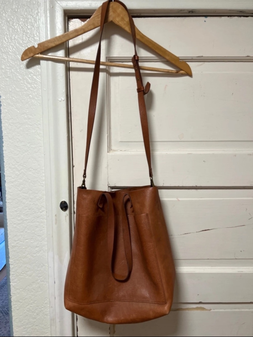 Madewell Leather Bucket Tote Shoulder Bag - Brown